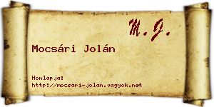 Mocsári Jolán névjegykártya