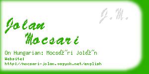 jolan mocsari business card